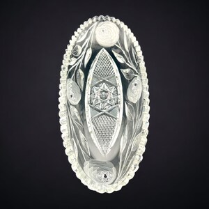 Antique American Brilliant Cut Glass Nappy Dish with Roses - Irving Glass Co.