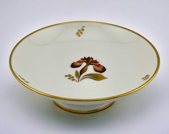 Royal Copenhagen Round Compote Bowl, Brown Iris Pattern - CM26