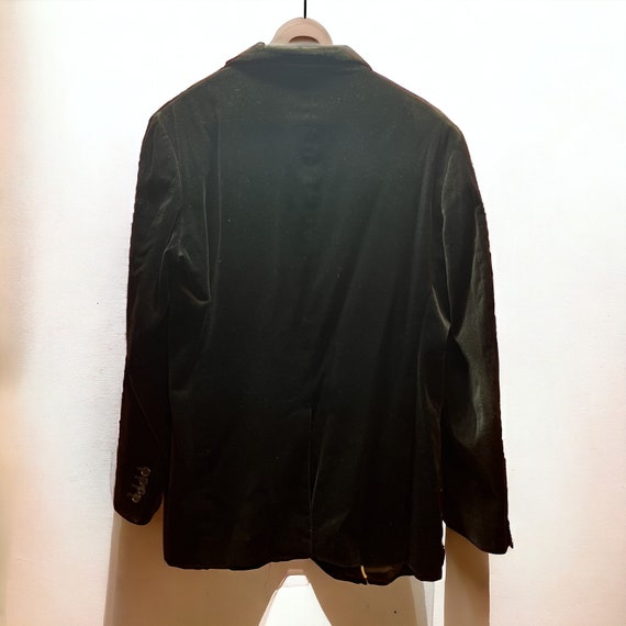 Vintage Men's Black Velvet Velour Jacket Blazer C… - image 4