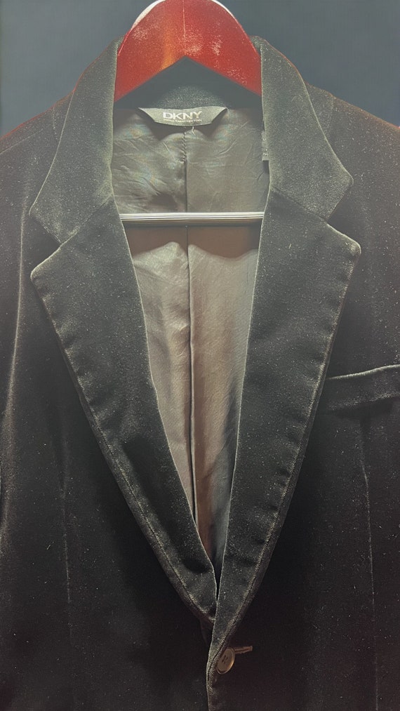 Vintage Men's Black Velvet Velour Jacket Blazer C… - image 3