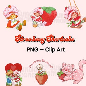 Strawberry Shortcake PNG Clip Art Bundle - Transparent Background