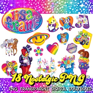 18 Lisa Frank Inspired PNG Bundle, Clip Art  Instant Digital Download Transparent Background