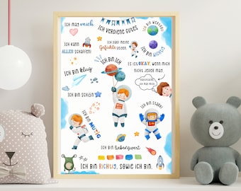 Affirmationsposter für Kinder, Poster zur Einschulung, Geschenk zur Taufe, Geburt, Mutmachposter, Kinderzimmer Poster, Affirmationen