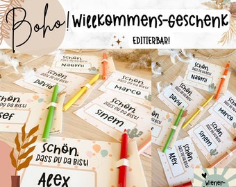 Willkommensgeschenk für den ersten Schultag! I backtoschool Geschenkidee I Boho Klassenraum Deko Deutsch I sofort digitaler Download