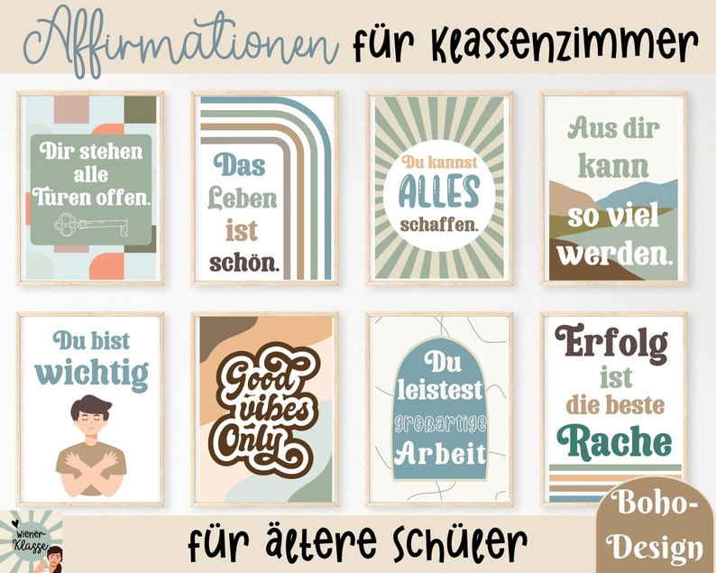 Pajean 21-teiliges Pinnwand-Set Eukalyptus - Positive Sprüche Für Klassenzimmer & Kinder