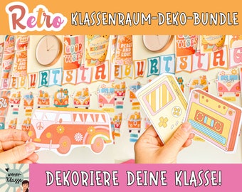 Klassenraum Deko Deutsch I MEGA GROSSES Bundle in RETRO I Klassenzimmer Gestaltung I back to school I Retro Klassenraum Deko Paket Deutsch