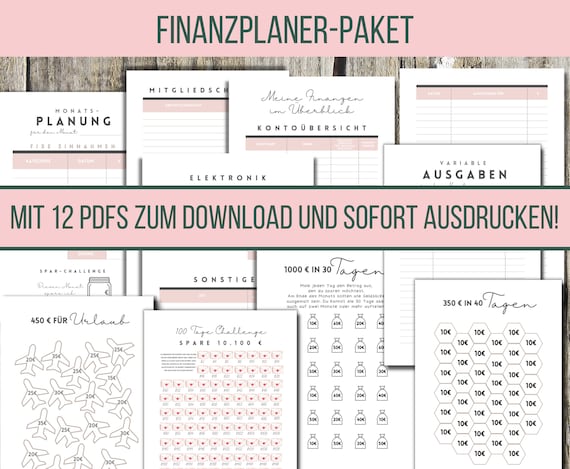 Haushaltsplanung I Finanzplanung I digitaler Download I für deine Einnahmen und Ausgaben I mit Spar-Challenges I Haushalts- und Finanzplaner