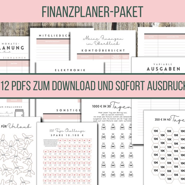 Haushaltsplanung I Finanzplanung I digitaler Download I für deine Einnahmen und Ausgaben I mit Spar-Challenges I Haushalts- und Finanzplaner