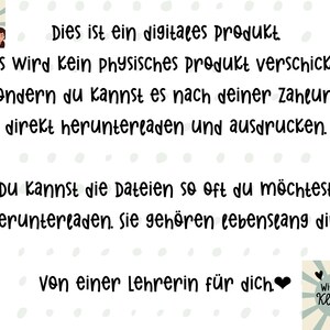 Puede incluir: Un aviso de descarga de producto digital con el texto "Dies ist ein digitales Produkt. Es wird kein physisches Produkt verschickt, sondern du kannst es nach deiner Zahlung direkt herunterladen und ausdrucken. Du kannst die Dateien so oft du m&ouml;chtest herunterladen. Sie geh&ouml;ren lebenslang dir! Von einer Lehrerin f&uuml;r dich."