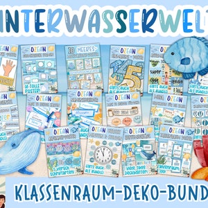 Klassenraum Deko Paket Deutsch I MEGA GROSSES Bundle Unterwasserwelt I Klassenzimmer Gestaltung I back to school I  Klasse dekorieren I Wale