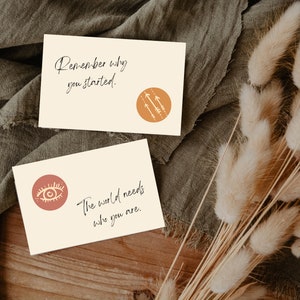 Tarjetas de bondad boho, tarjetas motivacionales, tarjetas de inspiración, tarjetas de positividad,