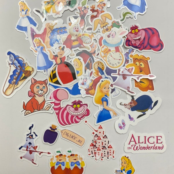 ALICE AU PAYS DES MERVEILLES Autocollants Bundle Pack, Autocollants vinyles, Disney Classic