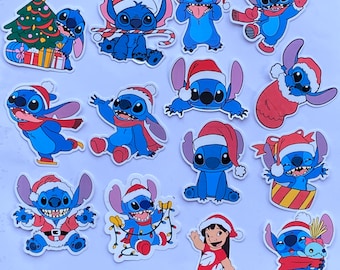 Lilo and Stitch Inspired Christmas Stickers Pack, Vinyl Stickers, Holidays Stickers