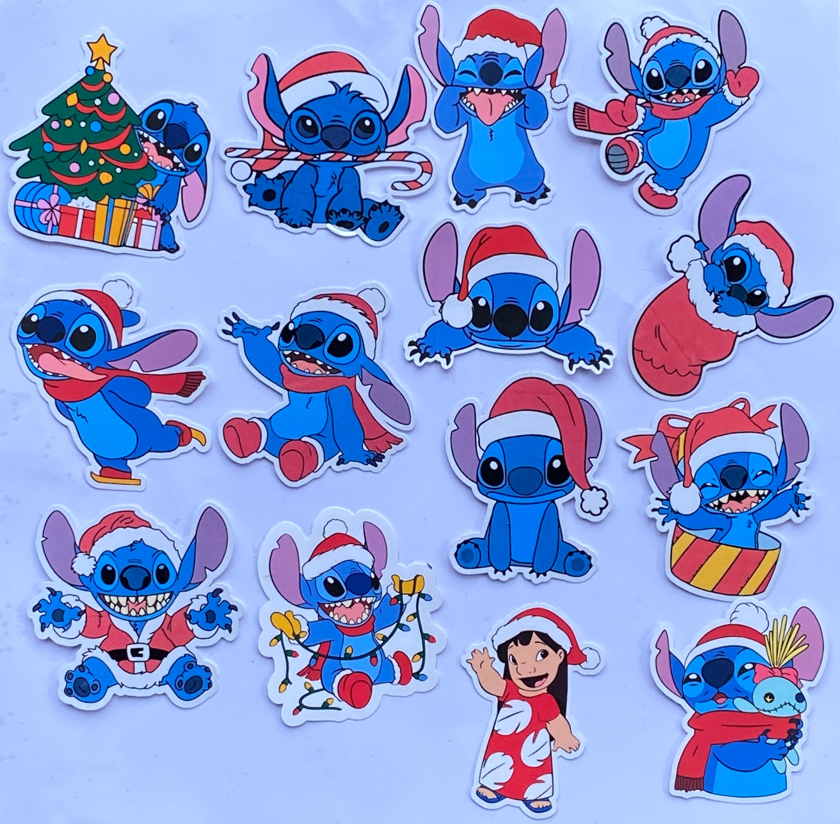 Hoja de pegatinas Stitch Navidad
