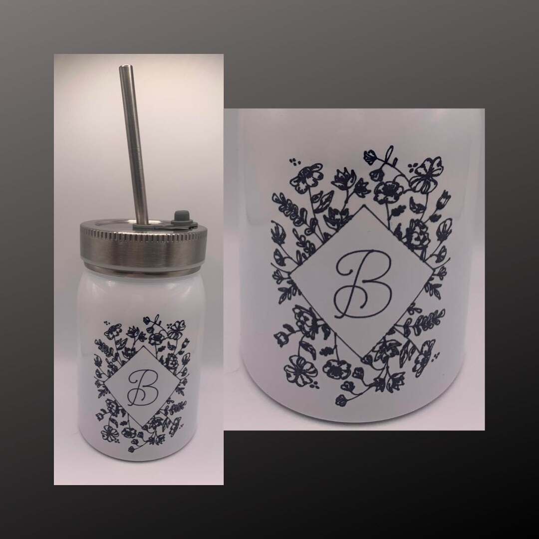 Stainless Steel Mason Jar Tumbler With Straw Etsy