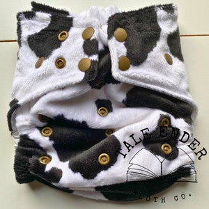 MTO Minky Soft PUL Cow Print OS Cloth Diaper Cover Adjustable Washable Wipeable Reusable For Flats, Inserts, Preflat, Prefold Fitted