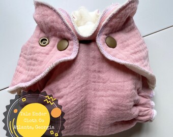 Newborn Hybrid Fitted Cloth Diaper Inner Muslin Fleece +Bamboo Pick Your Design Rose Orange Gold Striped Princess Elephant