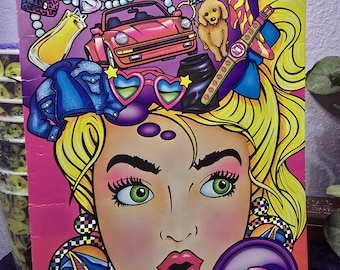 LISA FRANK Valley Girl Extremely Rare HTF Vintage 1988 Pop Art Lisa Frank I love to Shop School Folder Portfolio  9.5 X 12" Pre-owned