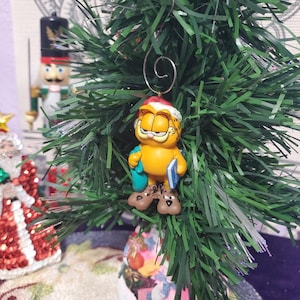 Vintage Garfield Ornament Hallmark Keepsake Christmas Tree Ornament Christmas Morning Garfield in Santa Hat 1992