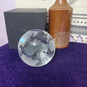 Moderna World Globe, Art Glass Globe Paperweight Art Glass Decor with Box