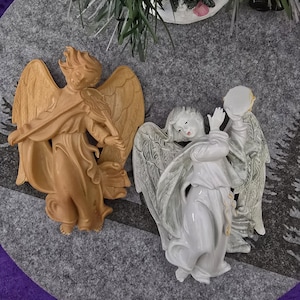 Vintage Italy Wall Angels, Christmas Decor. Italian Hard Plastic Mold Angel&#39;s Ornaments