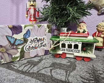 Vintage 80s San Francisco Wooden Christmas Traincar, Powell & Hyde Station