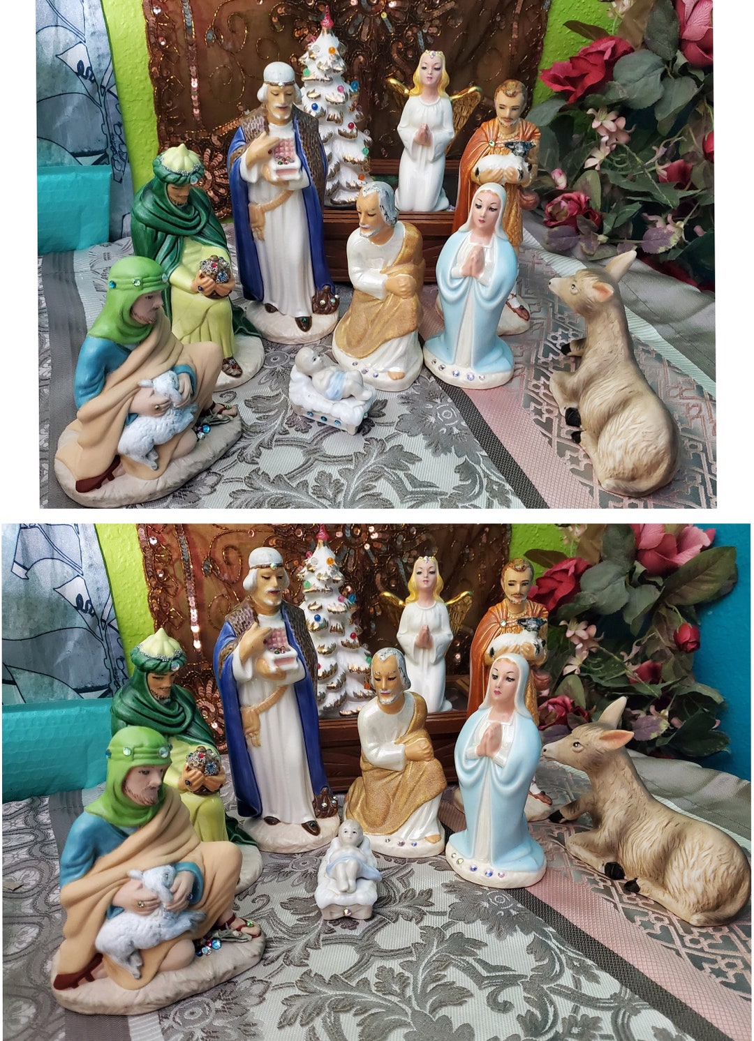 Vintage 1960s Jeweled Nativity Set 9pc Christmas Nativity - Etsy