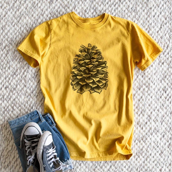 Jeffrey Pine Cone T-shirt - Heavyweight Unisex 100% Organic Cotton - Hiking Tee, Pine Tree Shirt, Wilderness Shirt