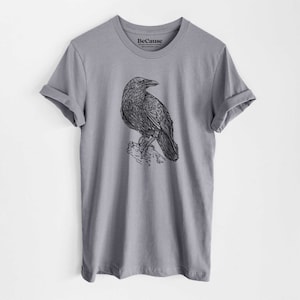 Common Raven T-shirt - Lightweight Unisex 100% Cotton - Nature Inspired, Hand Drawn, Raven shirt, bird shirt