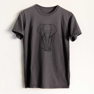 African Elephant T-shirt - Heavyweight Unisex 100% Organic Cotton - Elephant Gift, Elephant Shirt, Hand drawn