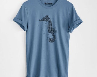 Pacific Seahorse T-shirt - Lightweight Unisex 100% Cotton - Nautical Tee, Ocean Lover Gift, Nature Inspired