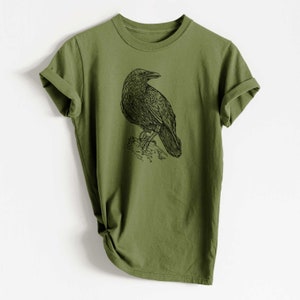 Common Raven - Heavyweight Unisex 100% Organic Cotton - Bird Shirt, Raven Gift, Hand drawn art