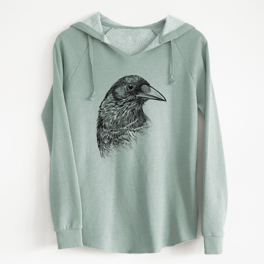 Crow Art Women's Hoodie - Cali Wave Wash Pullover - Etsy