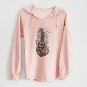 Striped Skunk Women&#39;s Cali Wave Hooded Sweatshirt- Hand Drawn Nature Art, Skunk Hoodie