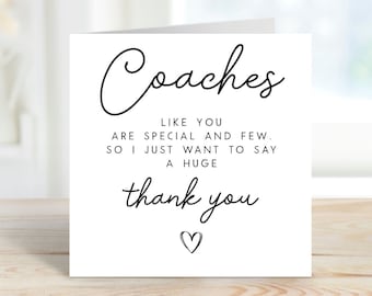 Coach Thank You Card - Coaches Like You Are Special And Few - Tennis, Sport, Rugby, Football, Hockey, Cricket, Swimming coach card