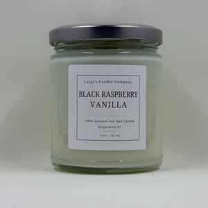 Black Raspberry Vanilla 7.5oz Soy Wax Candle Luigi&#39;s Candle Company