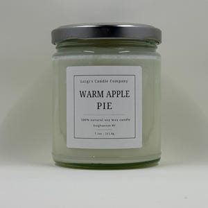 Warm Apple Pie 7.5oz Soy Wax Candle Luigi&#39;s Candle Company