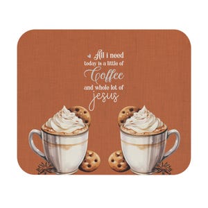 Tappetino per mouse con motivo tazza da caffè e Gesù / Tappetino da scrivania con citazione sul caffè
