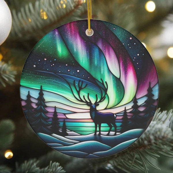 Stained Glass Style Reindeer Ornament: 2023 Holiday Keepsake