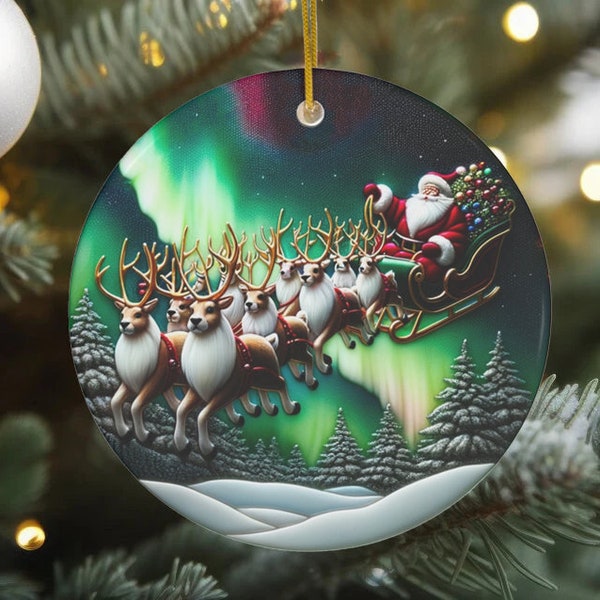 Santa Claus 2023 Holiday Faux Stained Glass Ceramic Ornament Keepsake Ornament Family Ornament 2023 Christmas Santa Tree Decoration Grab Bag