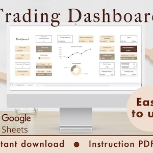Tableau de bord de trading et feuille de calcul de journal, modèle Google Sheets (marron)