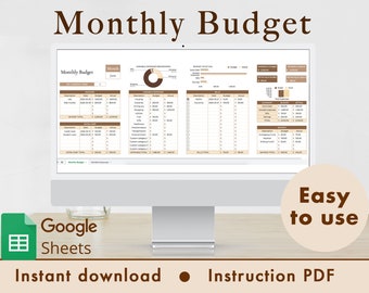 Modello di foglio di calcolo del budget mensile Fogli Google (marrone)