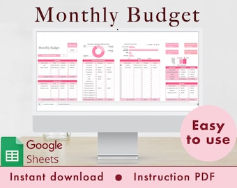 Modello Fogli Google per foglio di calcolo del budget mensile (rosa)