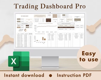 Trading Journal Pro Excel Spreadsheet Template Forex Crypto Stocks Commodities Dashboard Tracker | Brown