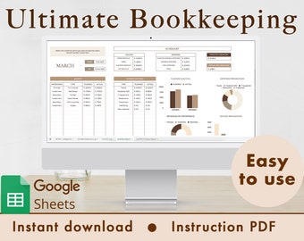 Foglio di calcolo contabile definitivo Fogli Google per piccole imprese e privati con più flussi di reddito (marrone)