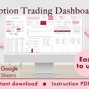 Option Trading Journal & Dashboard Spreadsheet Google Spreadsheets-sjabloon (roze)