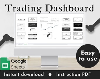 Modello di foglio di calcolo per dashboard di trading e foglio di calcolo Google (bianco e nero)