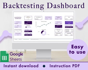 Modello di foglio di calcolo Google per dashboard e diario di backtest (viola)