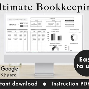 Ultimate Bookkeeping Spreadsheet Google Sheets for Small Businesses and Individuals with multiple Income Streams (Black & White)