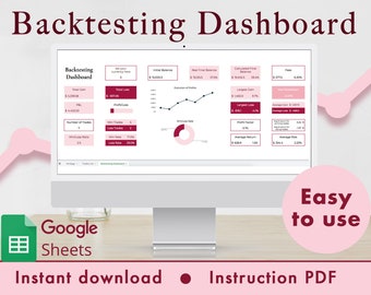 Backtesting Dashboard & Journal Spreadsheet Google Sheets Template (Pink)